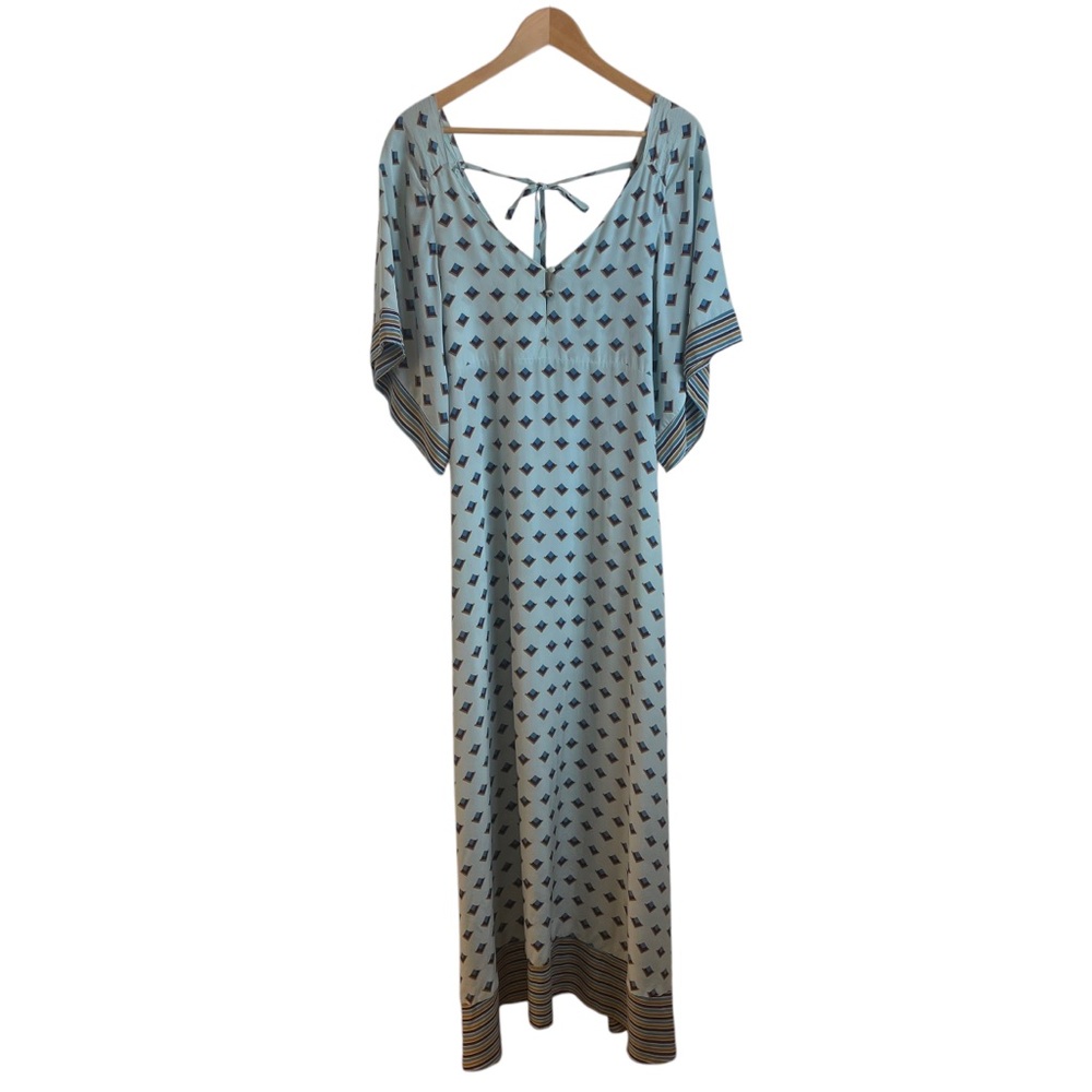Bel Air Women's Silk Boho Graphic Print Kaftan Maxi Dress Sz. T2 - Picture 3 of 10